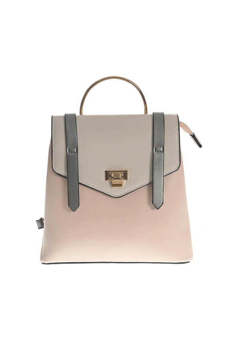 Rucsac compartimentat din piele ecologica cu bretele gri Rucsac compartimentat din piele ecologica cu bretele gri