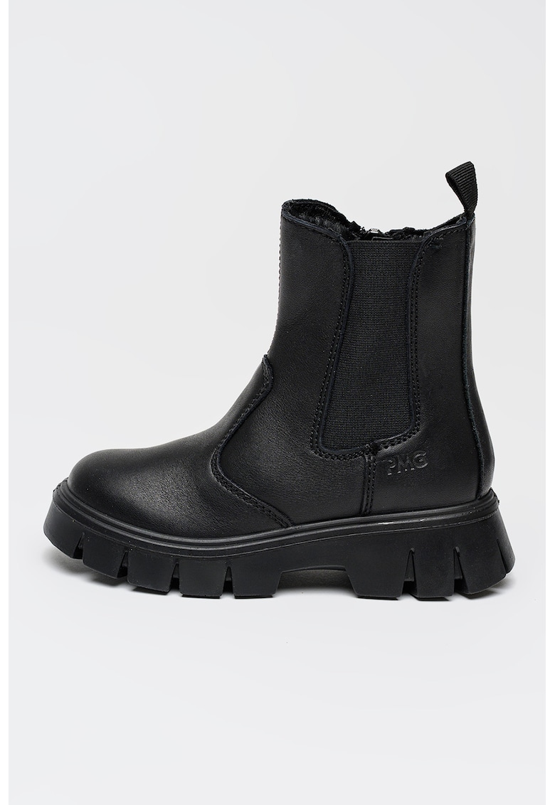 Ghete din piele cu fermoar - Negru