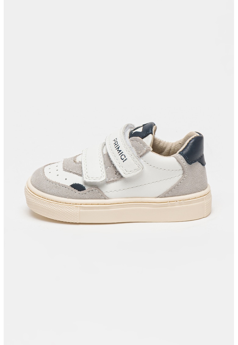 Pantofi sport din piele si piele intoarsa - Alb/Gri