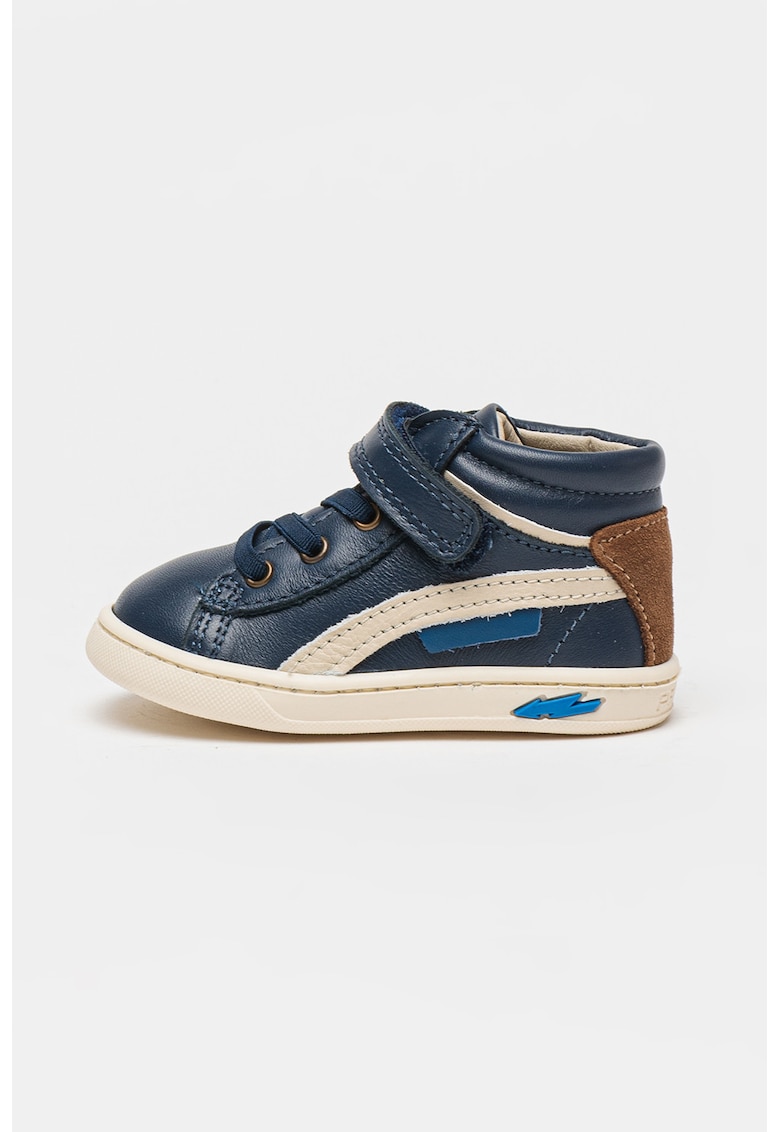Pantofi sport din piele cu inchidere velcro - Bleumarin