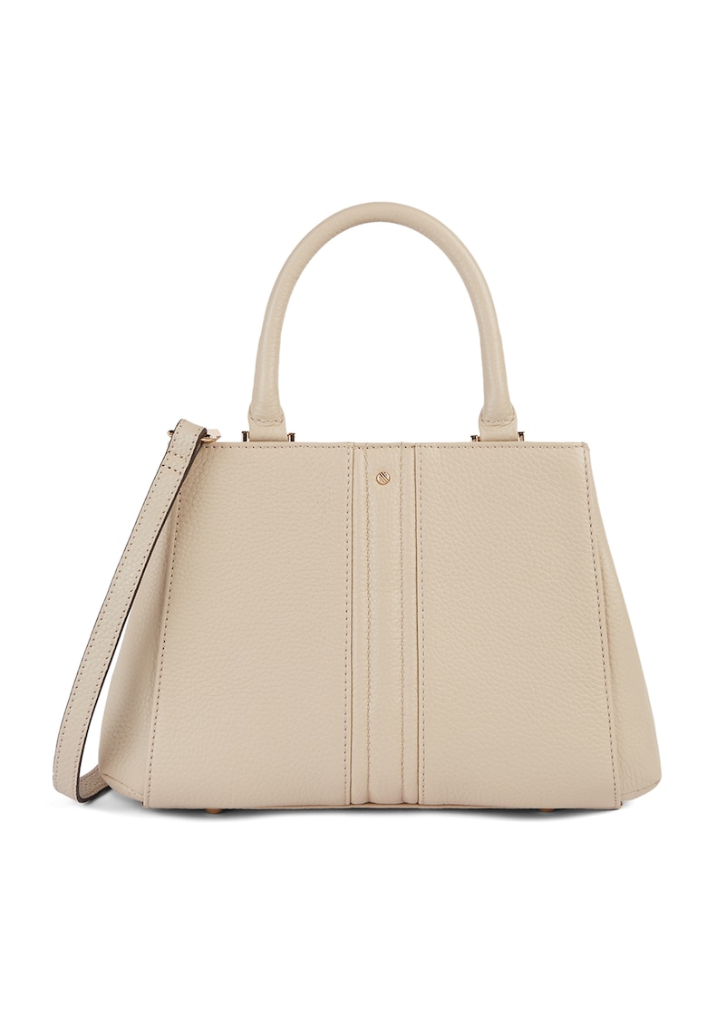 Geanta din piele cu maner si bareta Dhyalma - Alb fildes