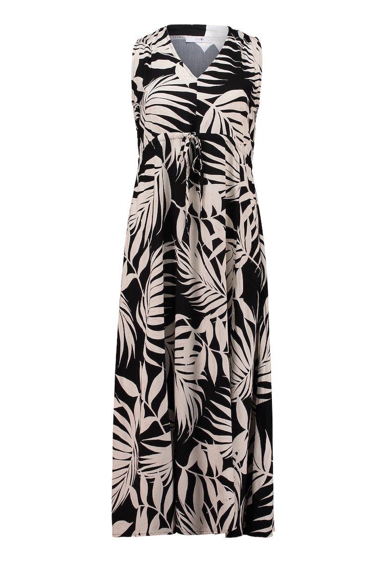 Rochie cu imprimeu tropical si decolteu in V