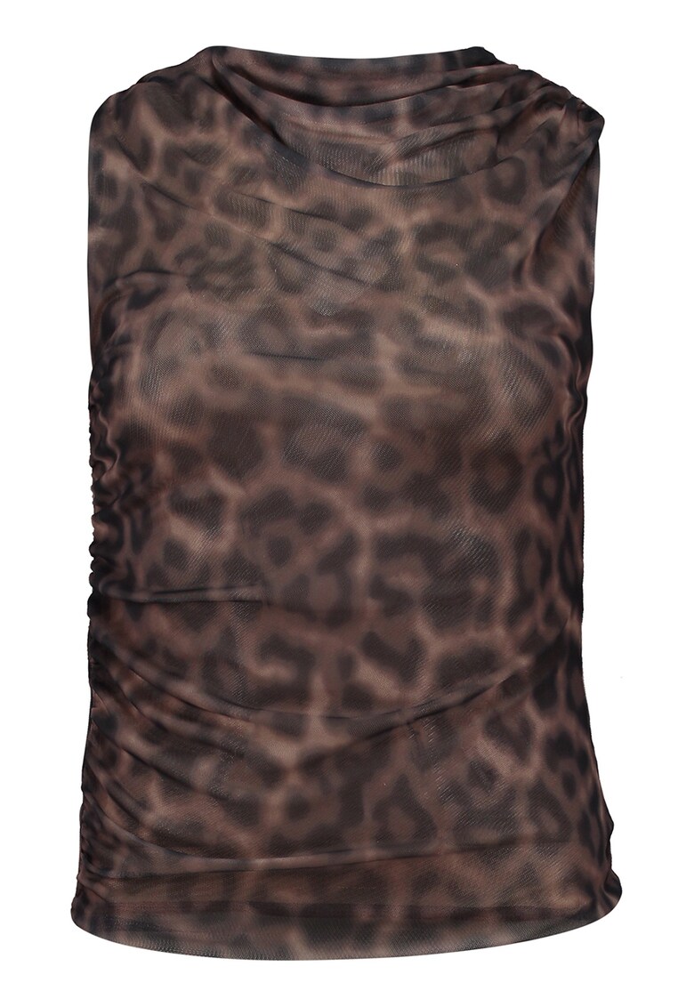 Top slim-fit cu model animal print
