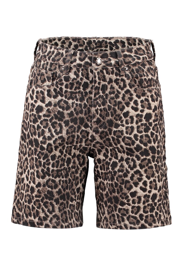 Blugi scurti cu model animal print - Maro/Bej