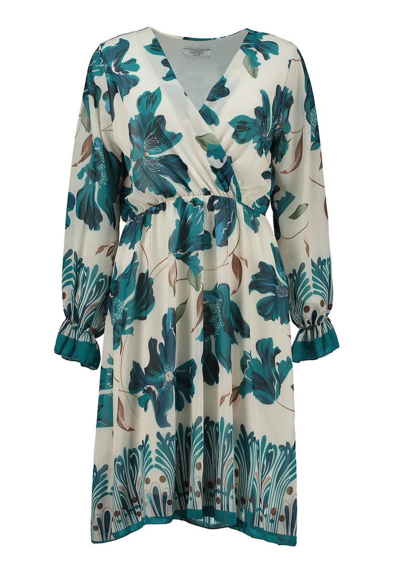 Rochie cu imprimeu floral si maneci lungi