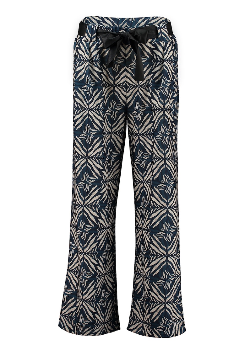 Pantaloni regular-fit cu imprimeu floral - Bej deschis/Bleumarin