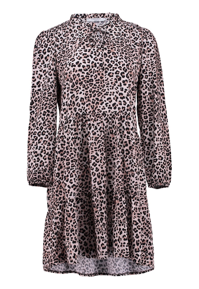 Rochie cu animal print si maneci lungi