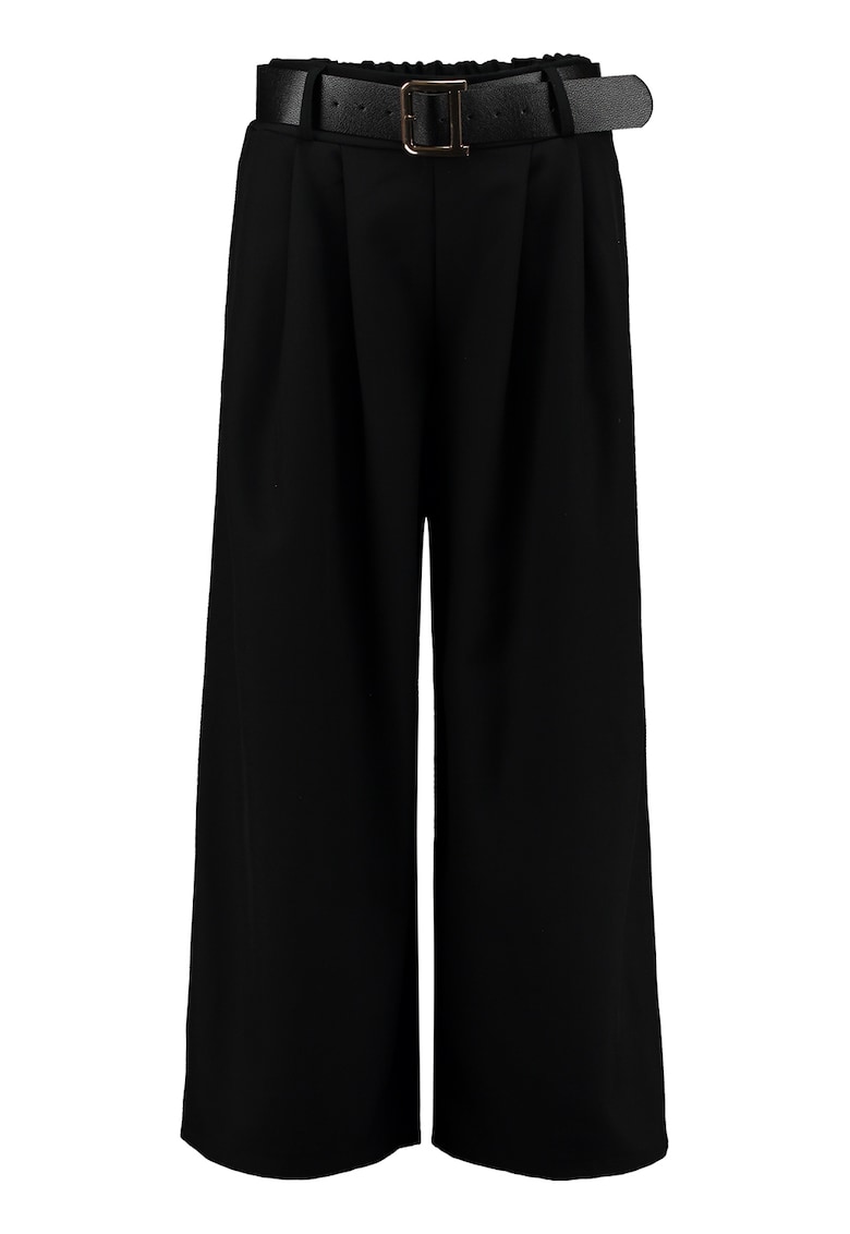 Pantaloni eleganti evazati cu talie medie - Negru