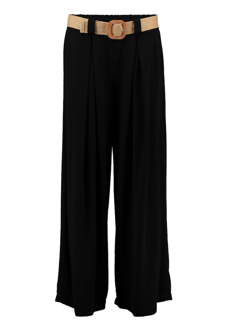 Pantaloni evazati cu model uni si talie medie