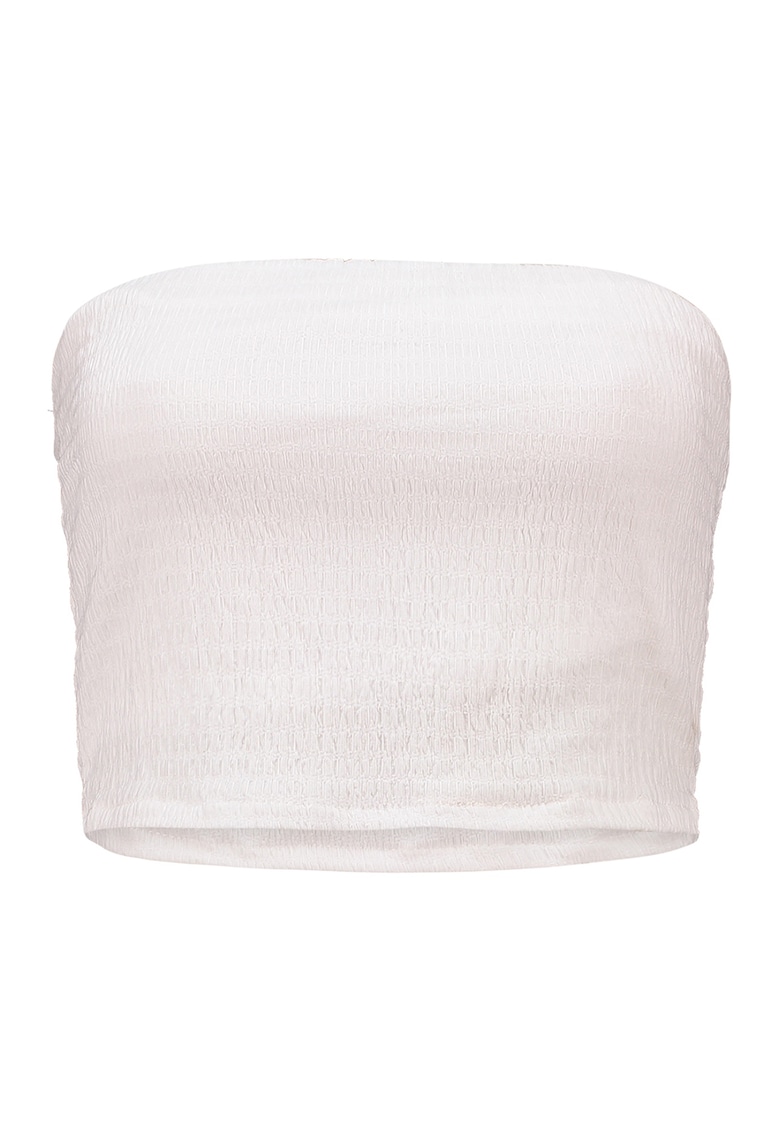 Top crop cu model uni - Alb