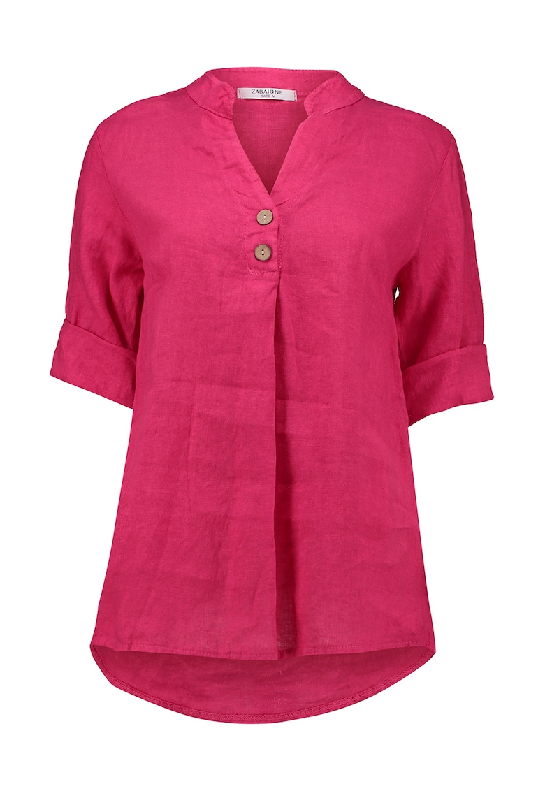 Bluza asimetrica din in - Roz zmeuriu