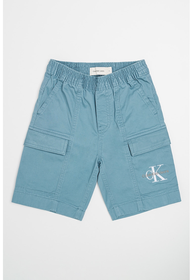 Bermude cargo cu logo - Albastru prafuit
