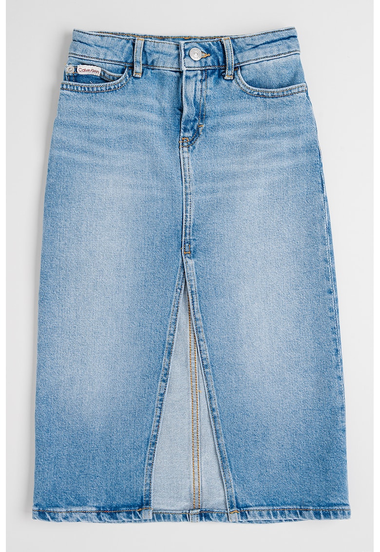 Fusta din denim cu slit frontal