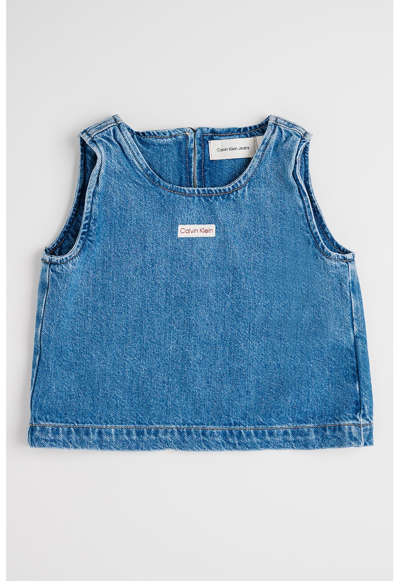 Top din denim si amestec de lyocell - Albastru petrol