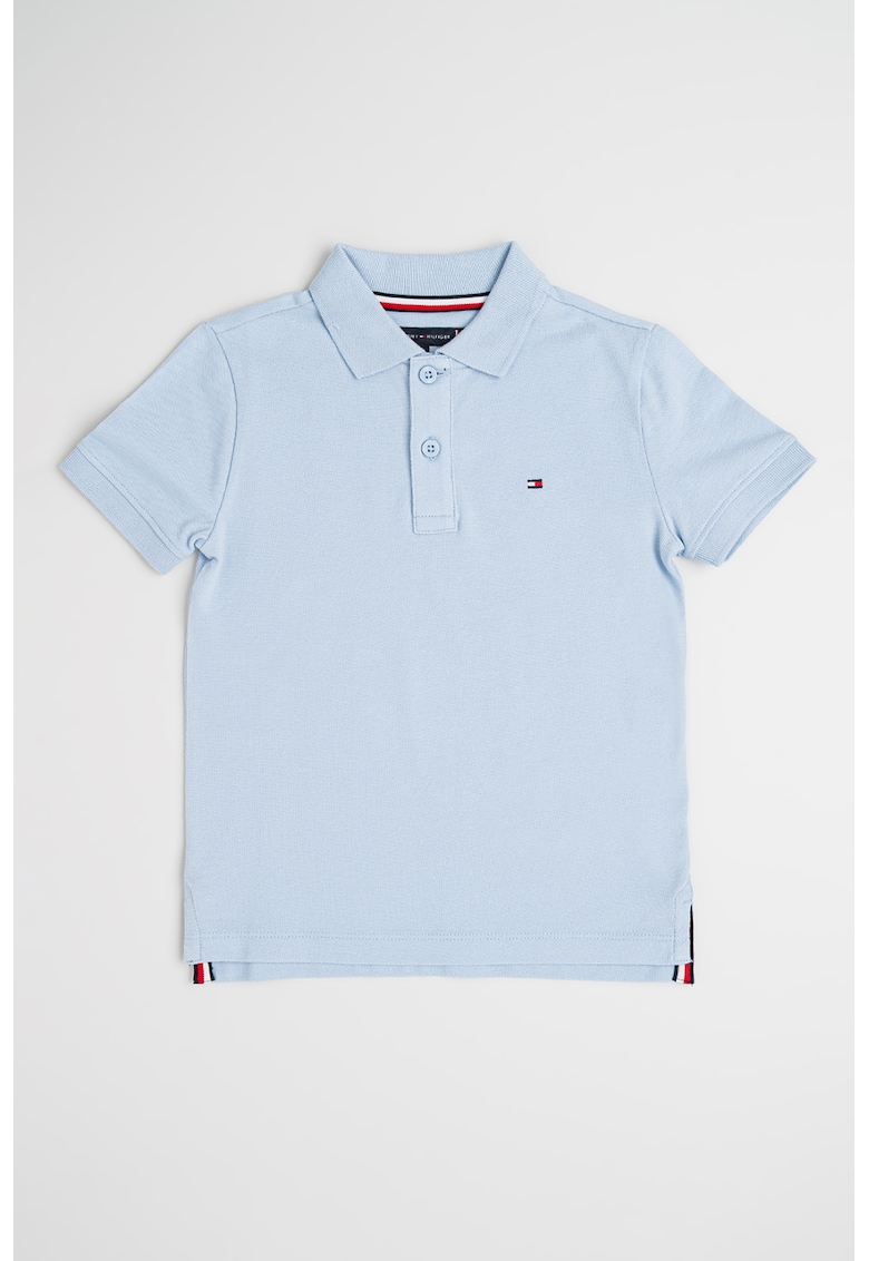 Tricou polo din bumbac pique - Albastru azur
