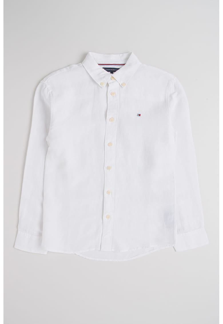 Tommy Hilfiger Camasa din amestec de in cu buzunar pe piept - Alb