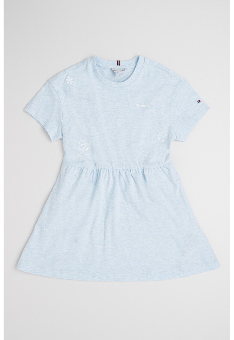 Rochie evazata de bumbac cu imprimeu text