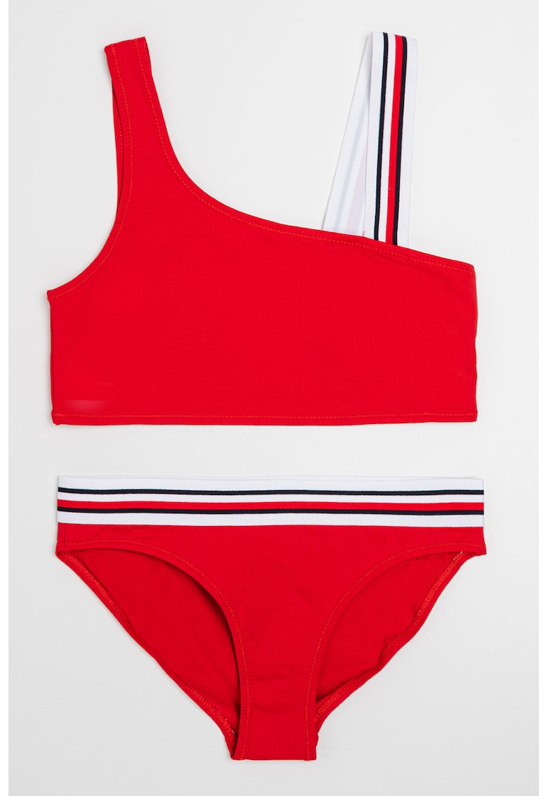 Costum de baie uni cu doua piese - Rosu