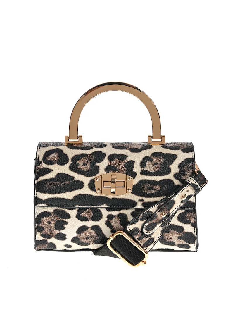 Geanta de umar cu model animal print si maner metalic