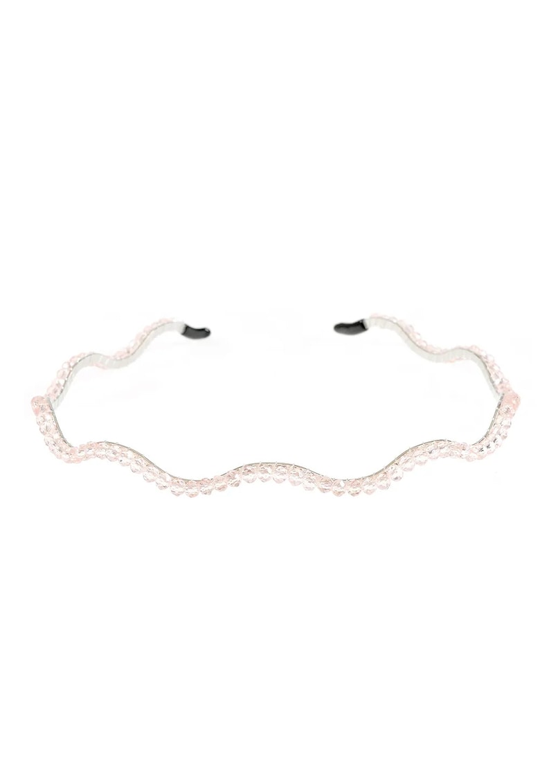 Bentita argintie cu pietre acrilice roz