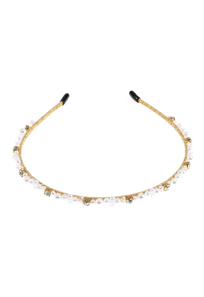 Bentita aurie cu perle mici albe