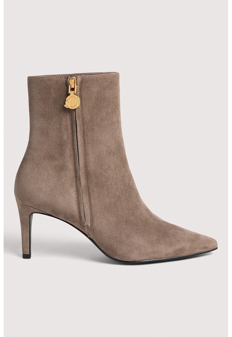 Botine din piele intoarsa cu fermoar si toc C-Me