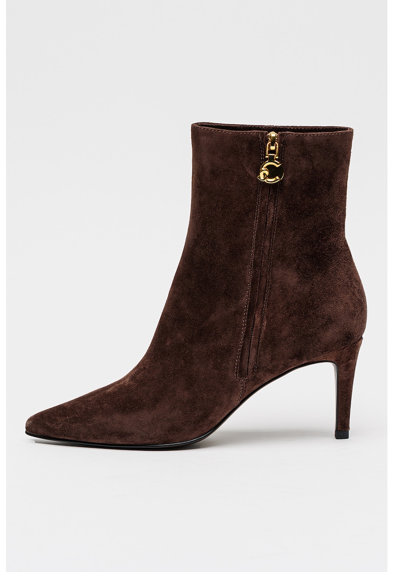 Botine din piele intoarsa cu fermoar si toc C-Me