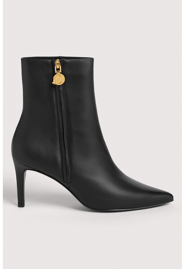 Botine din piele cu fermoar si varf ascutit C-Me