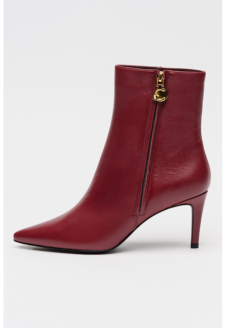 Botine din piele cu fermoar si varf ascutit C-Me