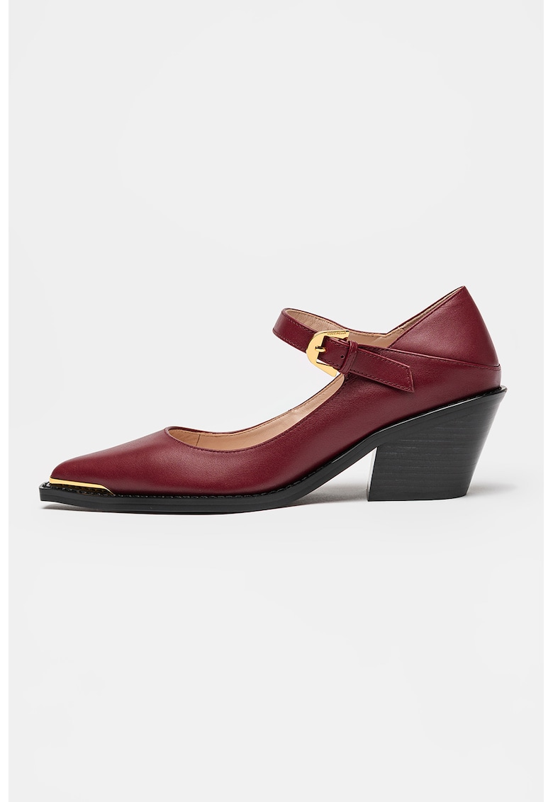 Pantofi de piele cu toc masiv - Violet