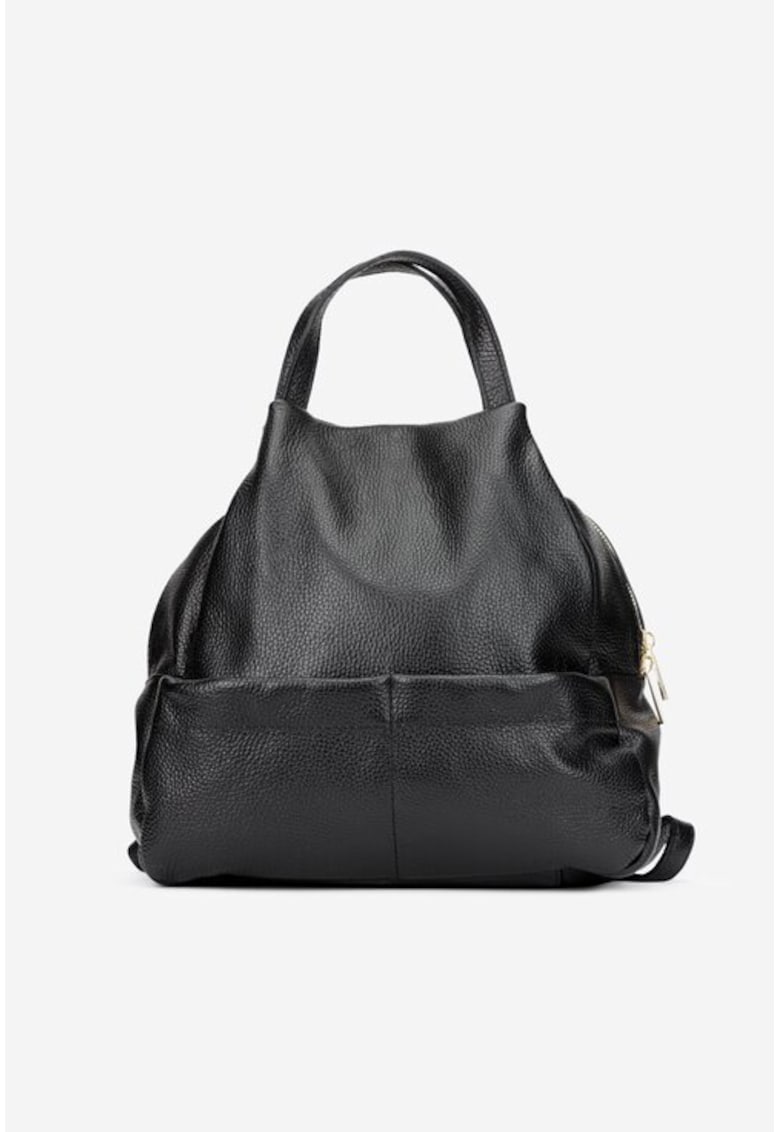 Rucsac dama din piele naturala texturata neagra