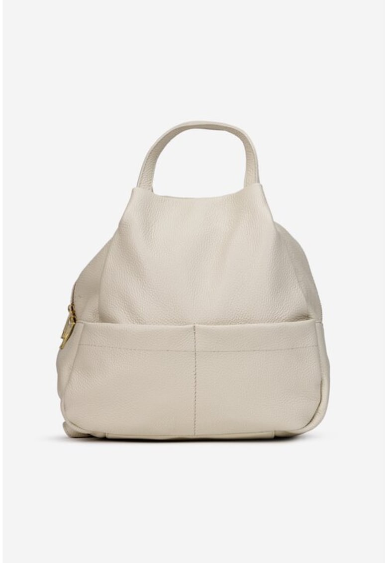 Rucsac dama din piele naturala texturata bej deschis