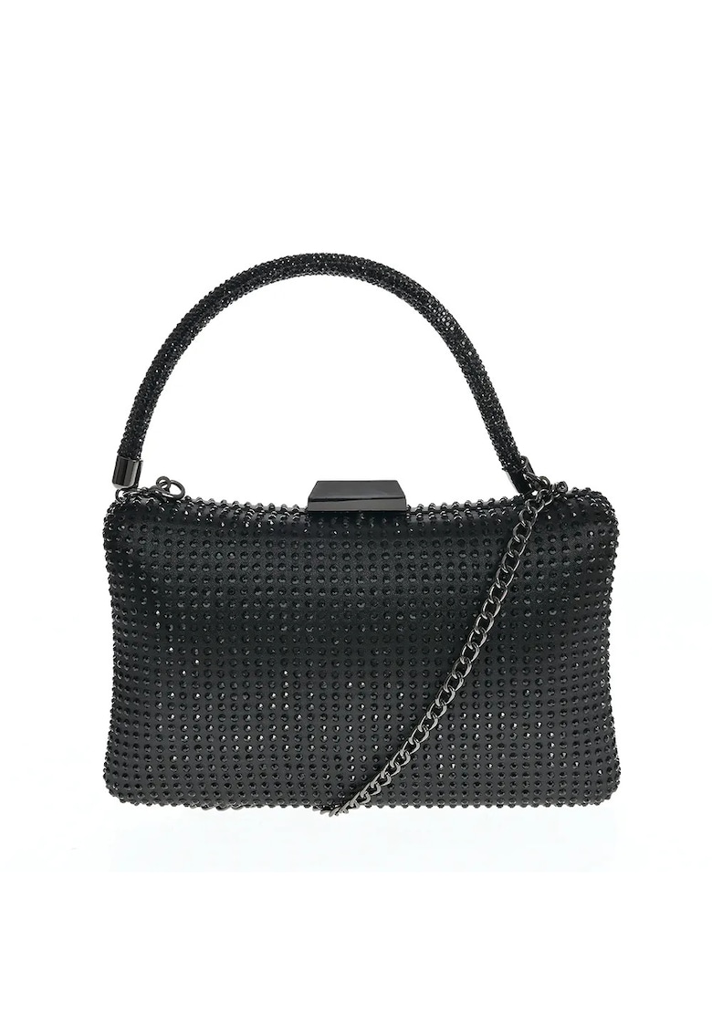 Geanta plic neagra cu pietre acrilice -  Paris