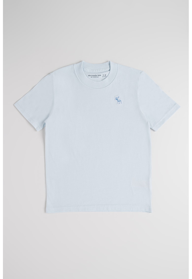 Tricou regular fit cu decolteu la baza gatului - Albastru deschis