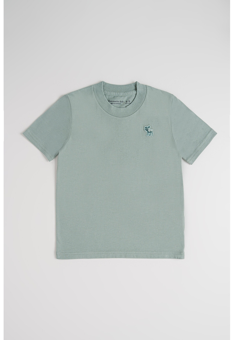 Tricou regular fit cu decolteu la baza gatului - Gri cenusiu