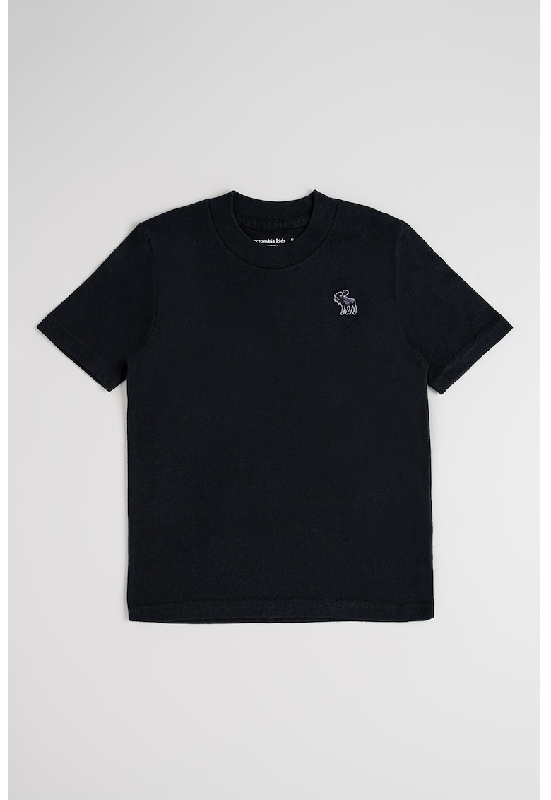 Tricou regular fit cu decolteu la baza gatului - Negru