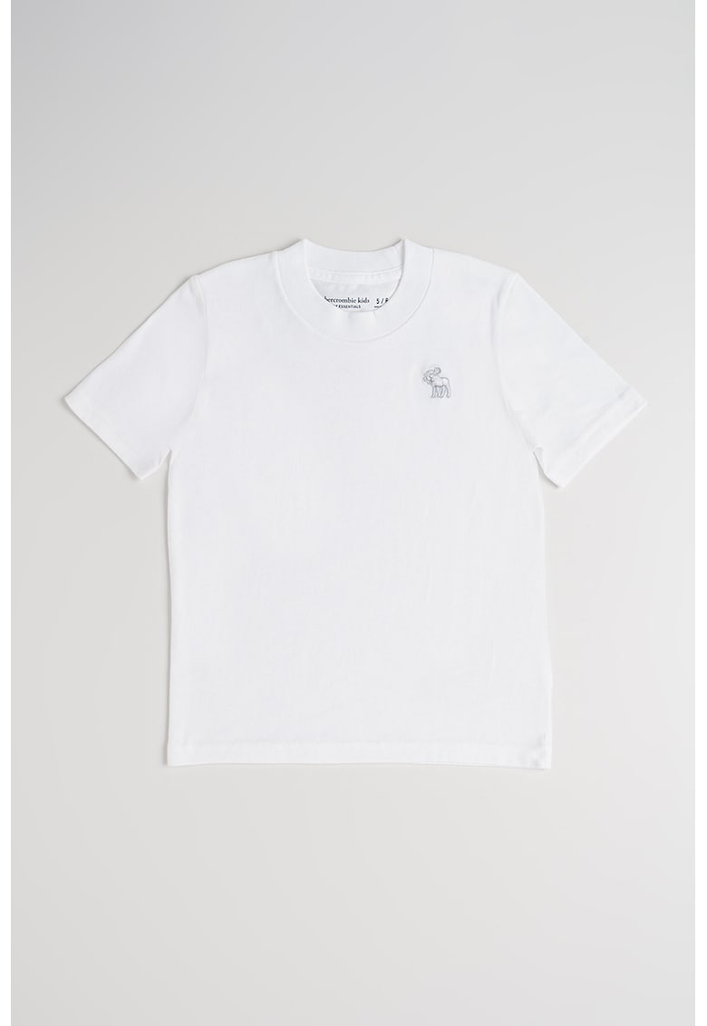 Tricou regular fit cu decolteu la baza gatului - Alb