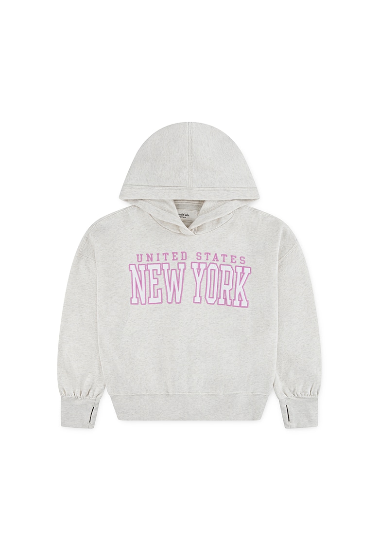 Hanorac din amestec de bumbac cu text