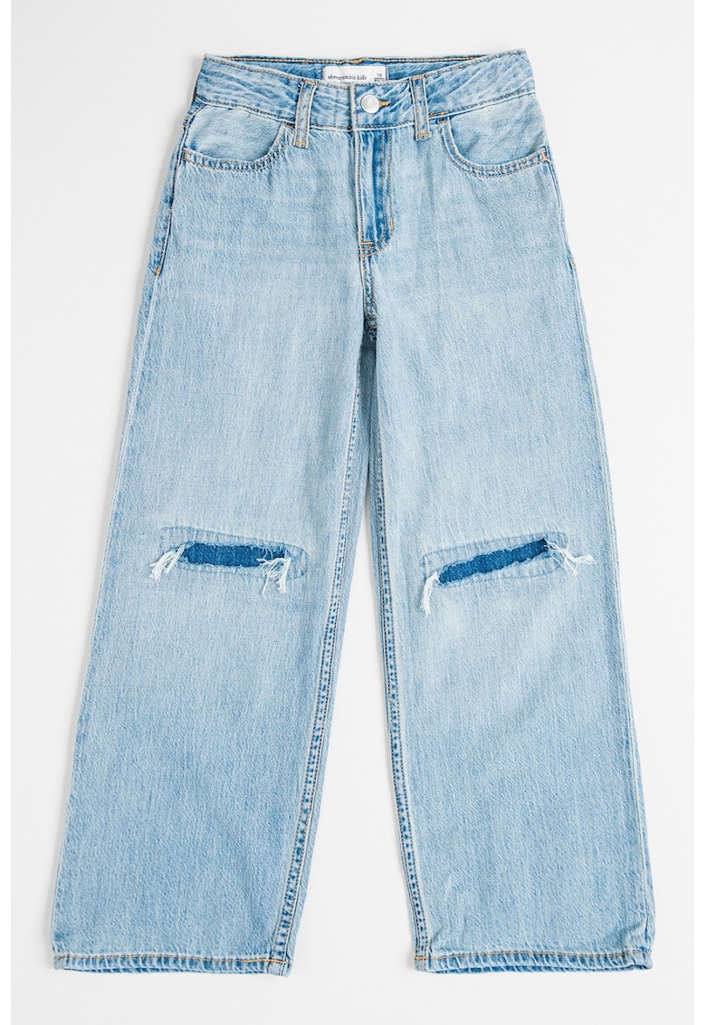 Blugi relaxed fit cu talie medie - Albastru pastel