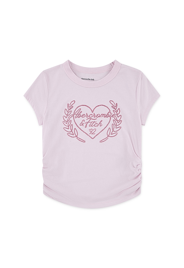 Tricou din amestec de bumbac cu logo - Roz pal