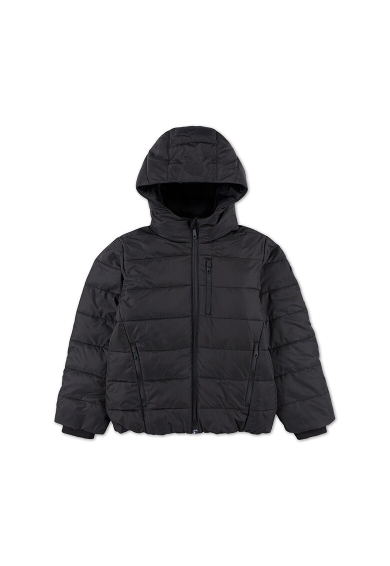 Geaca cu fermoar si gluga - Negru stins