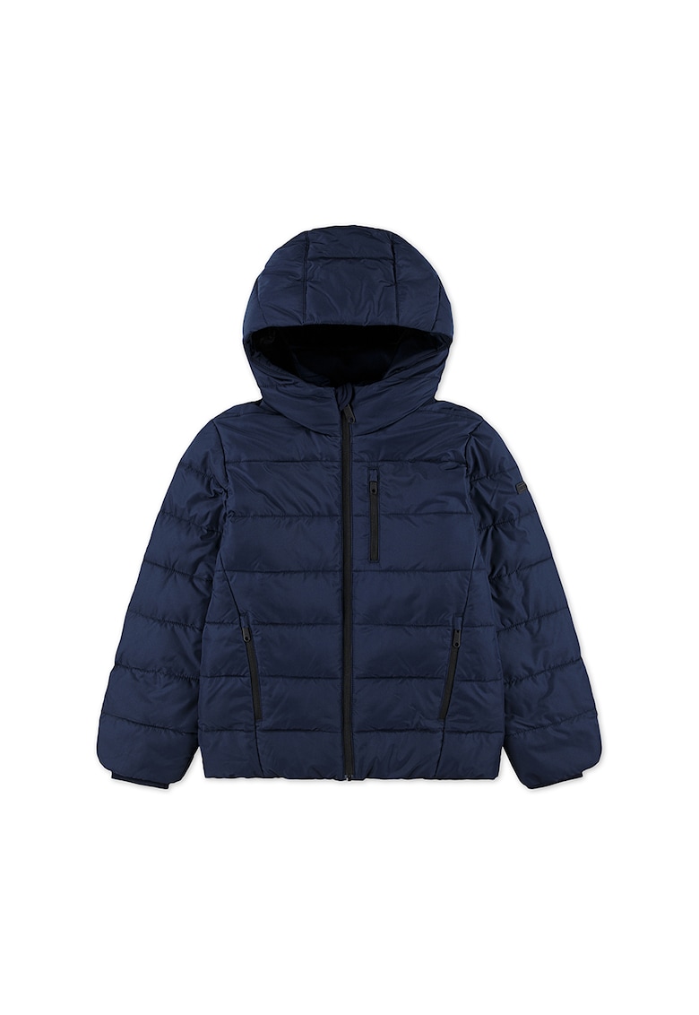 Geaca cu fermoar si gluga - Bleumarin