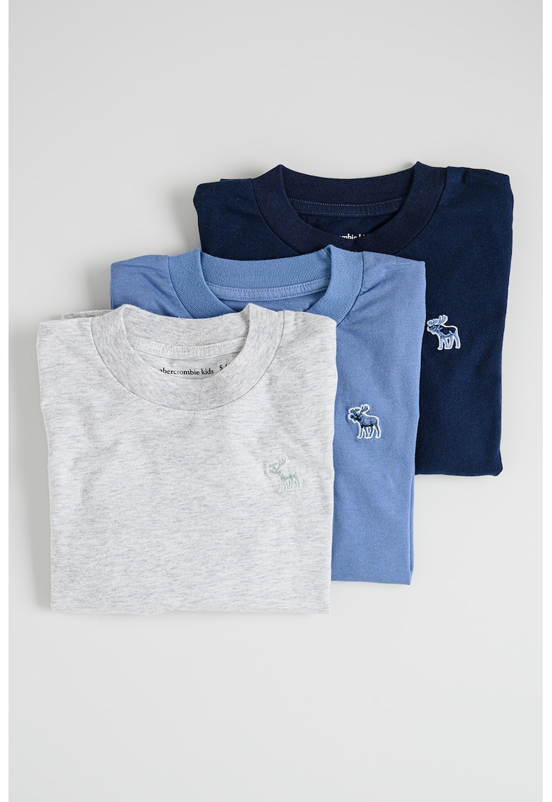 Set de bluze din amestec de bumbac cu decolteu la baza gatului - 3 piese