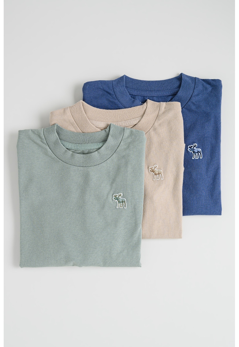 Set de bluze din amestec de bumbac cu decolteu la baza gatului - 3 piese