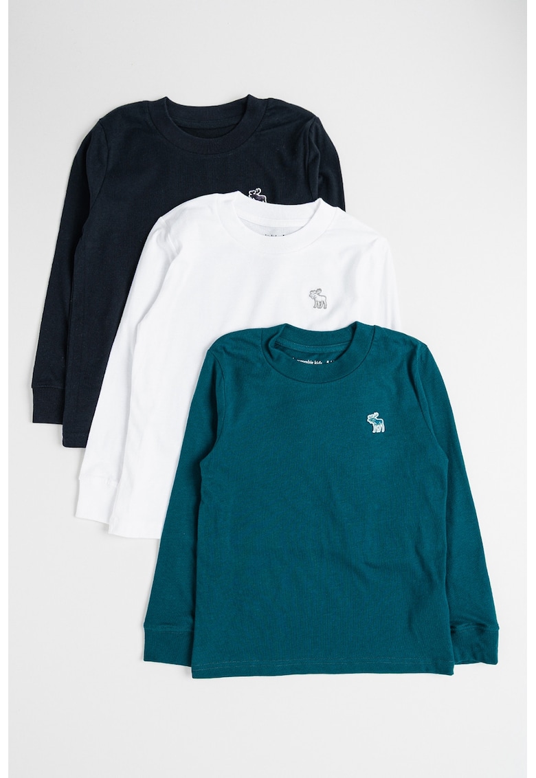 Set de bluze din amestec de bumbac cu decolteu la baza gatului - 3 piese