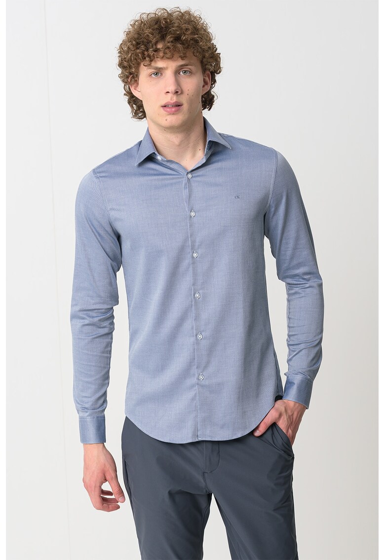 Camasa slim-fit cu guler ascutit - Albastru inchis