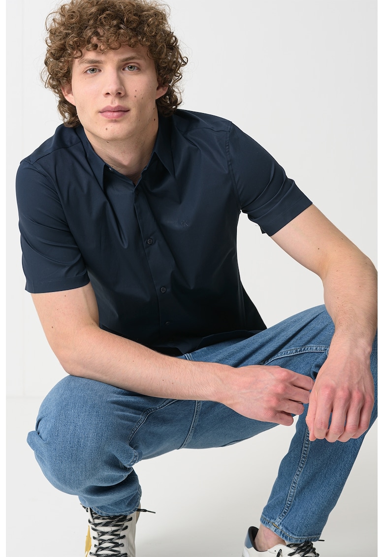 Camasa slim fit cu maneci scurte