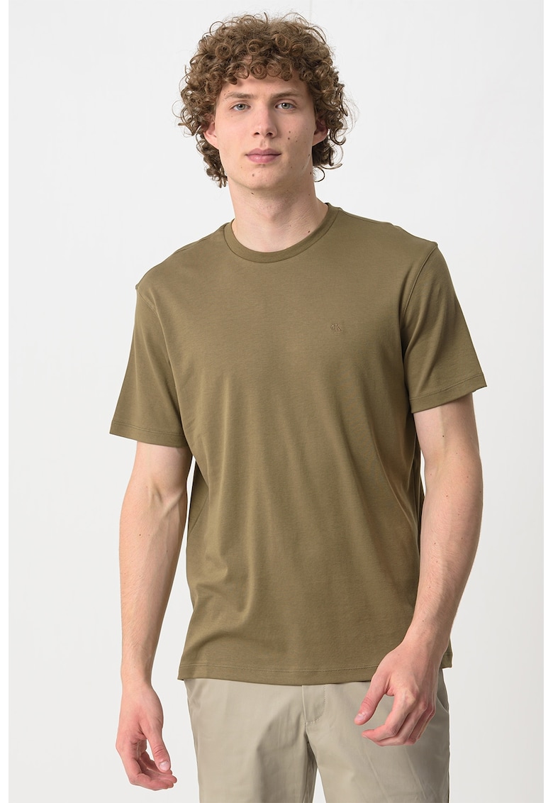 Tricou regular fit cu decolteu la baza gatului