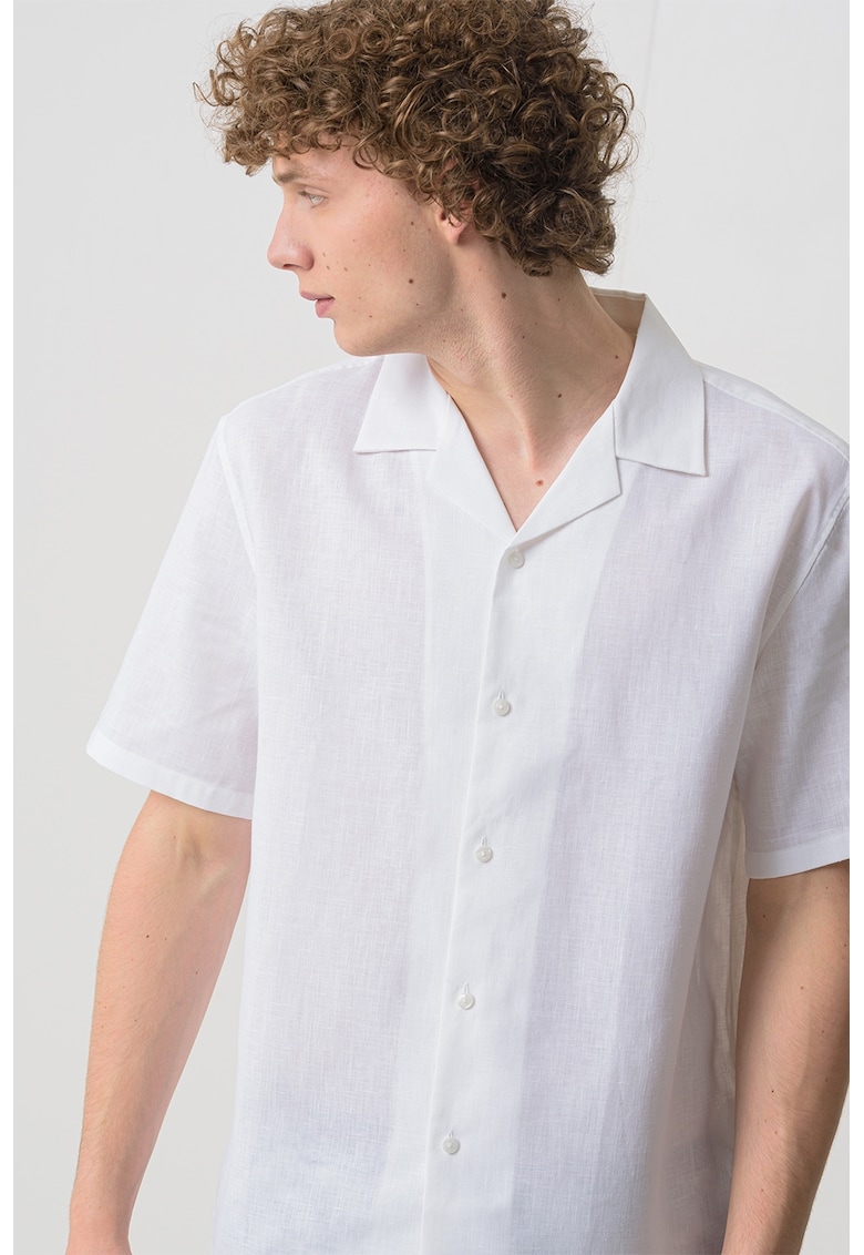 Camasa din amestec de in cu maneci scurte