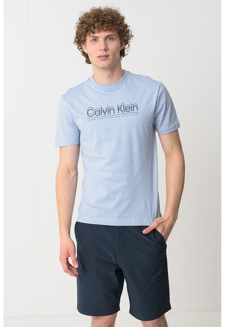 Tricou cu imprimeu logo - Albastru pastel